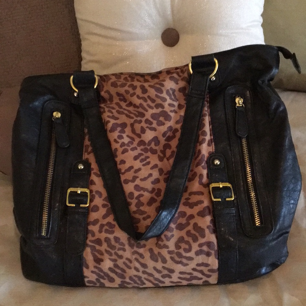 Black and leopard satchel purse $15 OBO